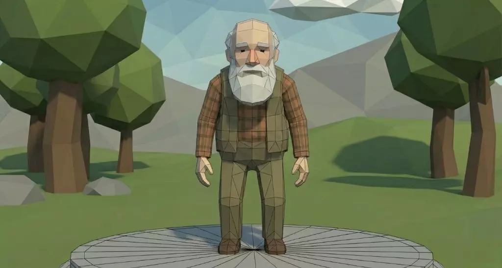 Stylized Old Man Low Poly Rigged Character Low-poly 3D model