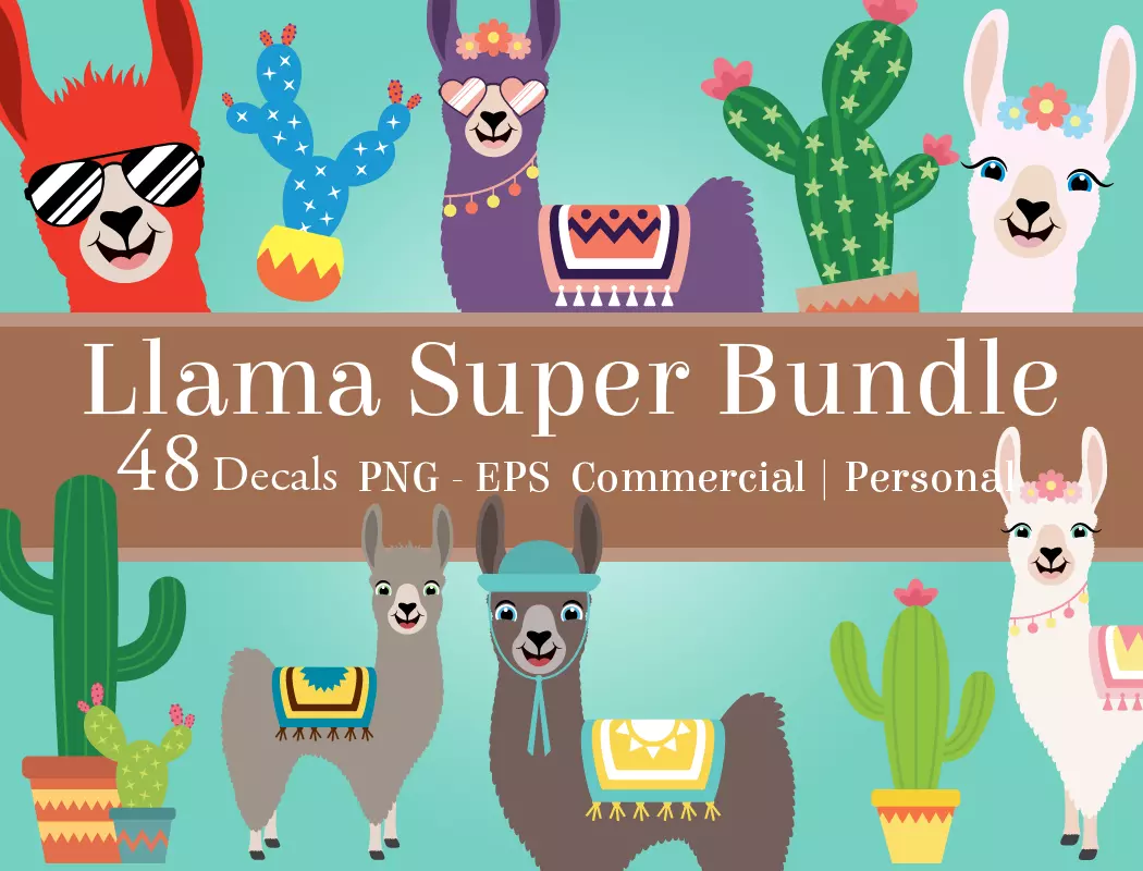 48 Happy Llama Decals Texture