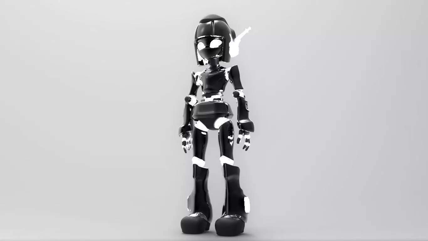 Android Girl Low-poly 3D model_0