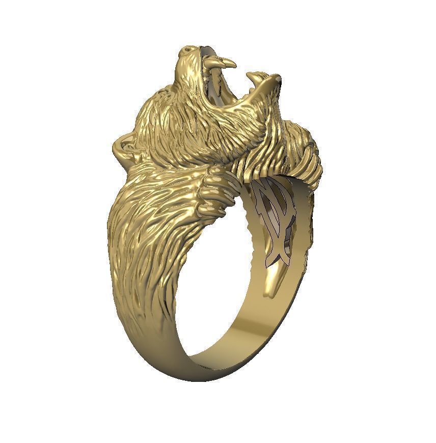 Mens bear ring 015 3D print model_7