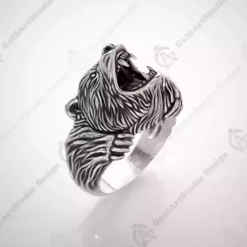 Mens bear ring 015 3D print model