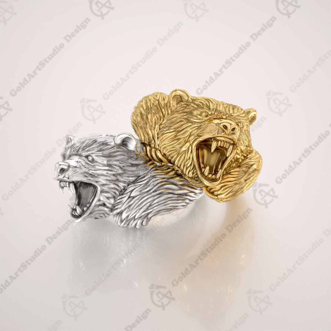 Mens bear ring 015 3D print model_2