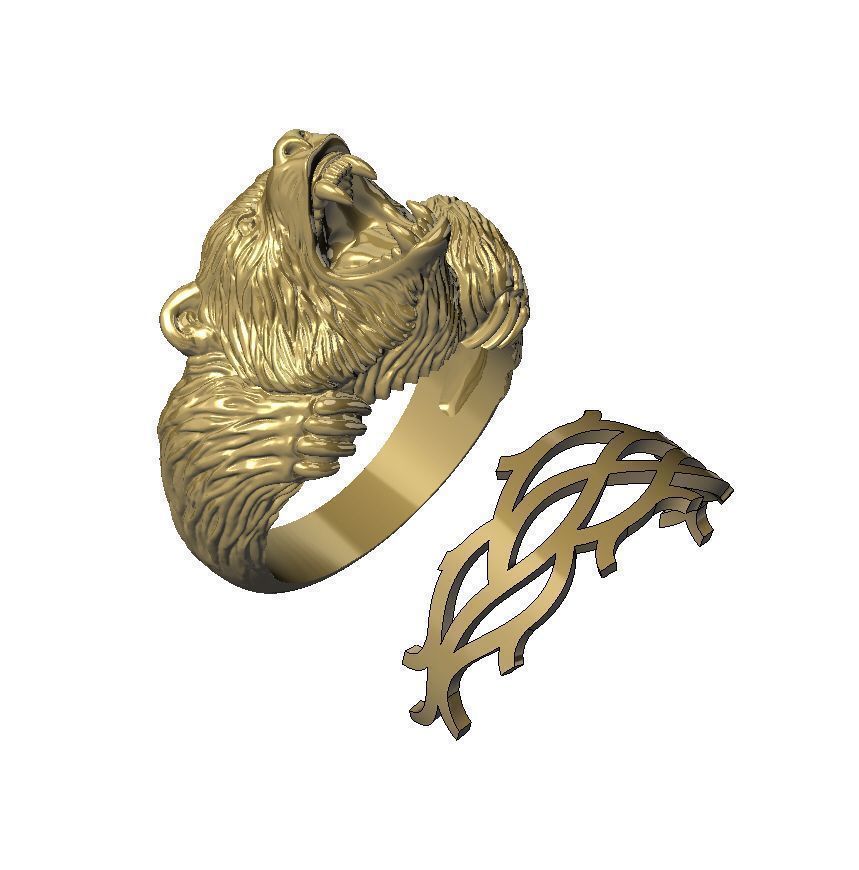 Mens bear ring 015 3D print model_4