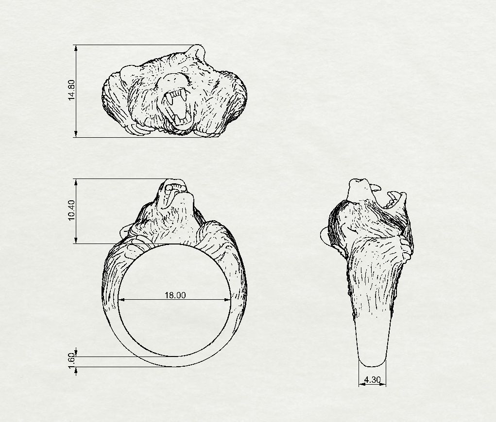 Mens bear ring 015 3D print model_3