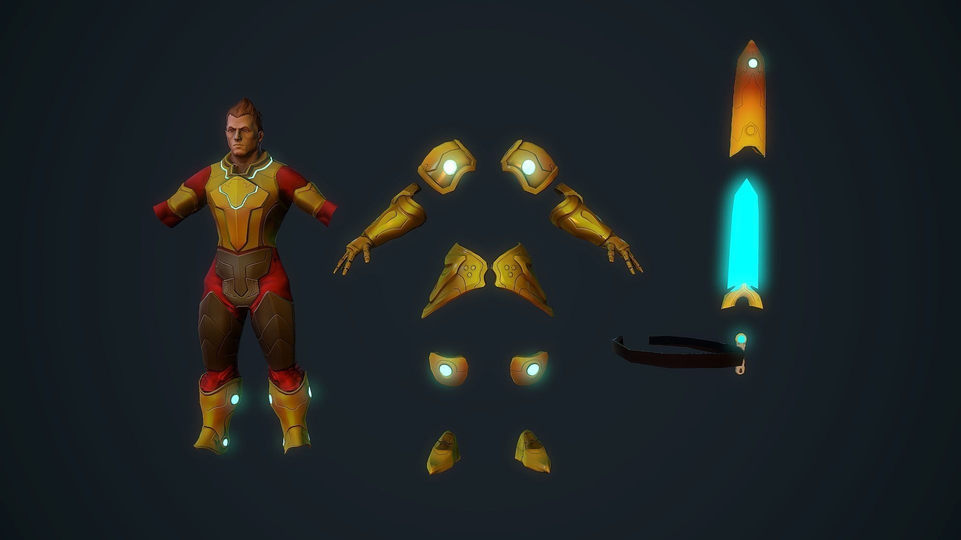 Handpainted stylized Hero Low-poly 3D model_1