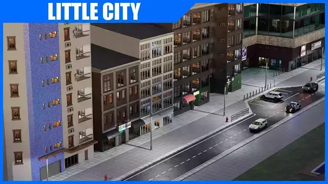 Little City modular asset pack Low-poly 3D model