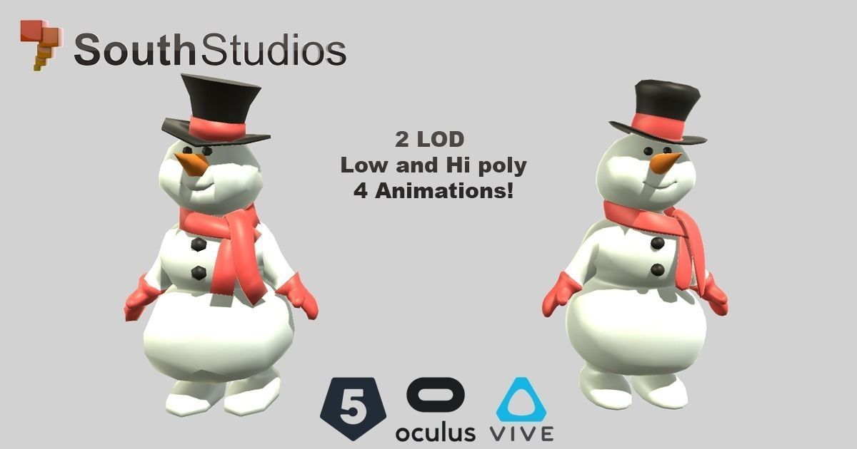 Animated Snowman 3dsmax Low-poly 3D model_0