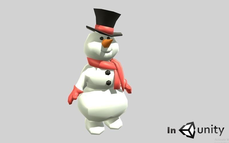 Animated Snowman 3dsmax Low-poly 3D model_3