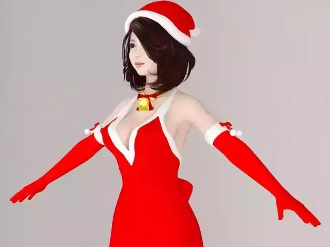  T pose nonrigged model of  Izumi in Christmas costume