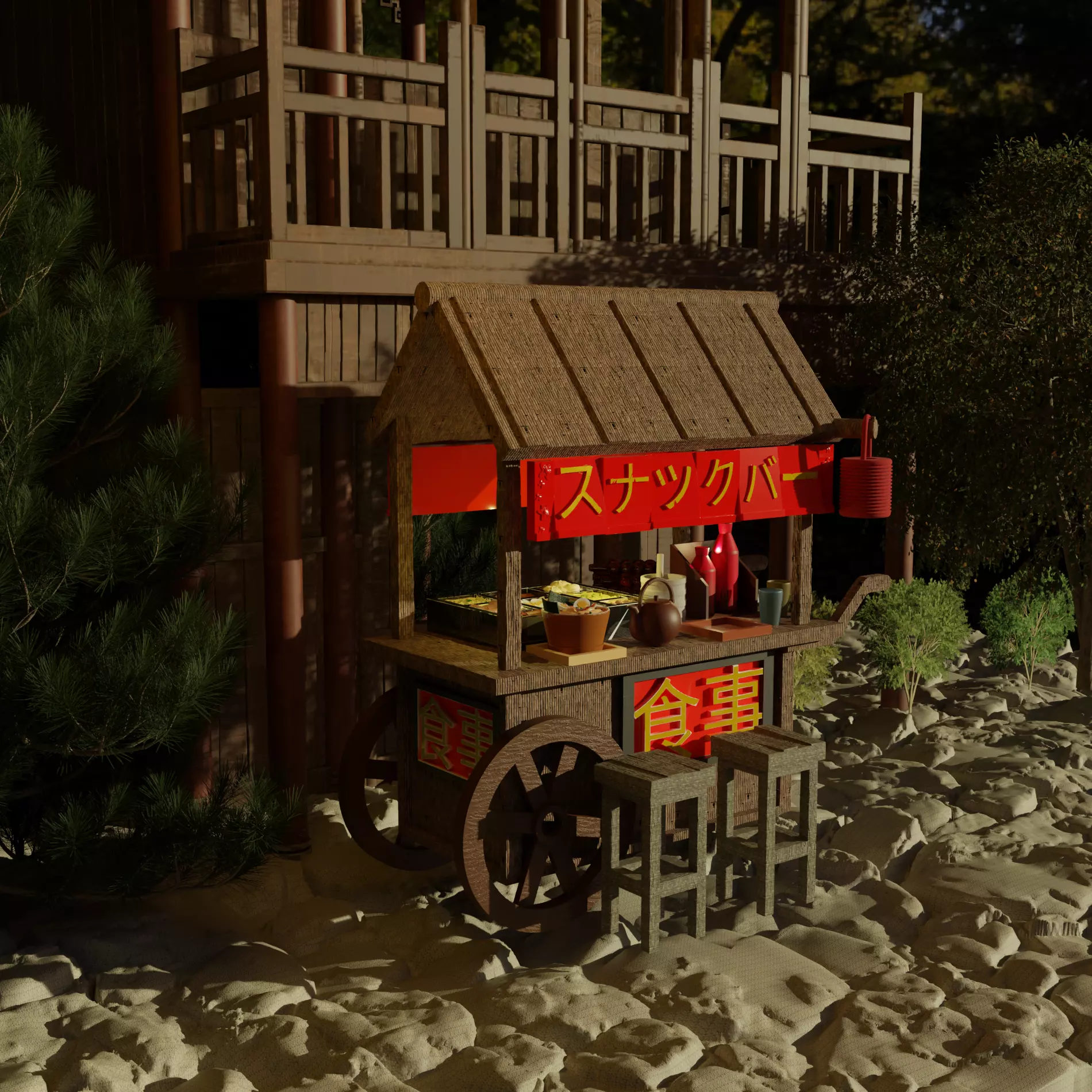 Asian street food cart 3D print model