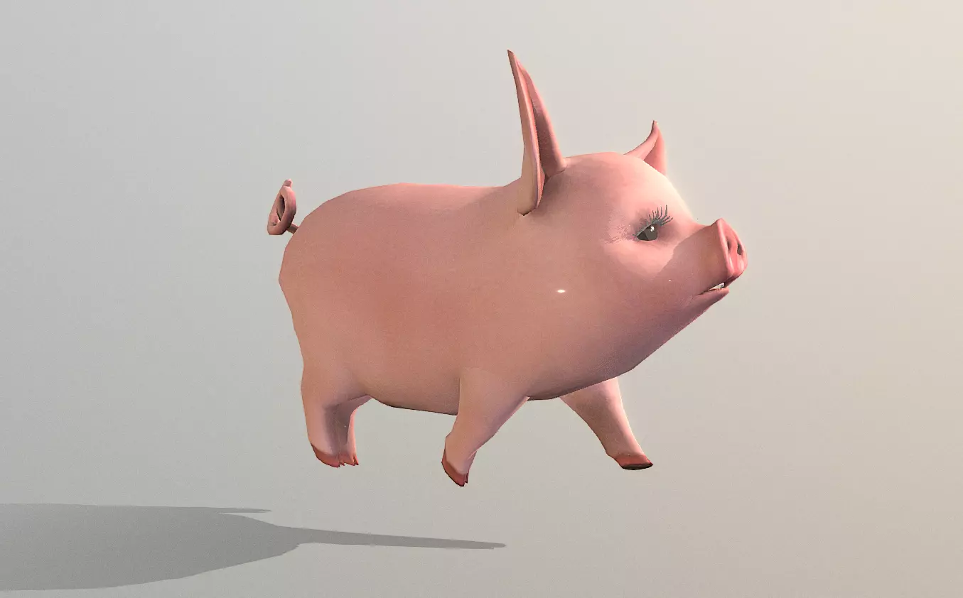 PIG CONFIDENT WALKING Pbr Fbx Animated 3D model