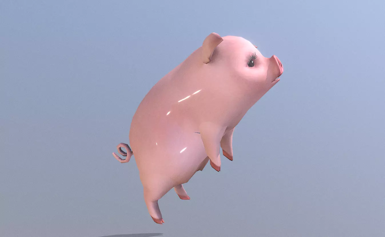 PIG JUMP PLAYING Pbr Fbx Animated 3D model