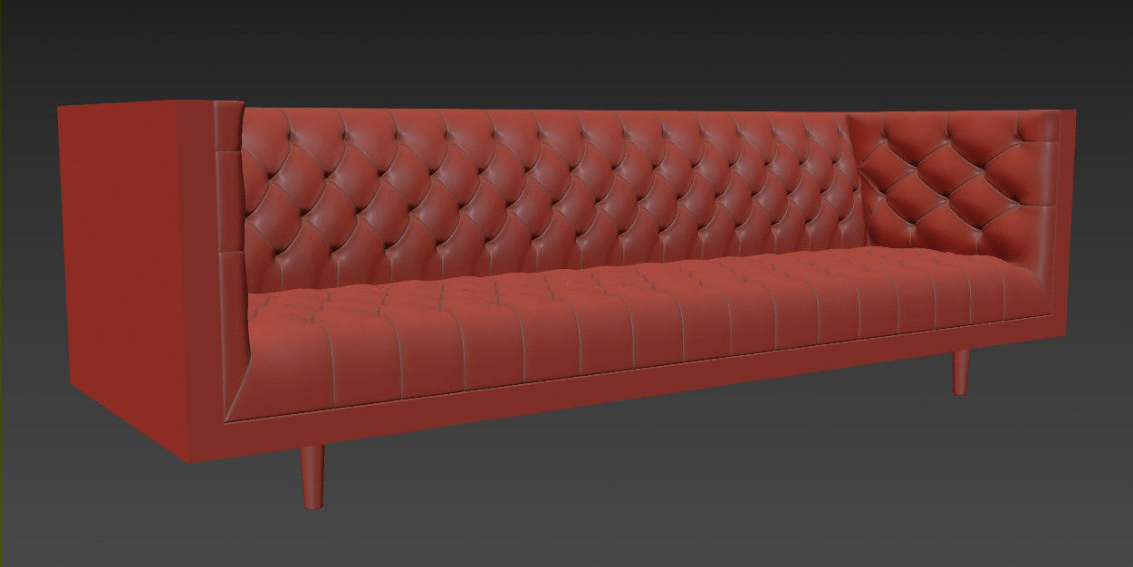 Mid Century Tufted Sofa 3D model_4