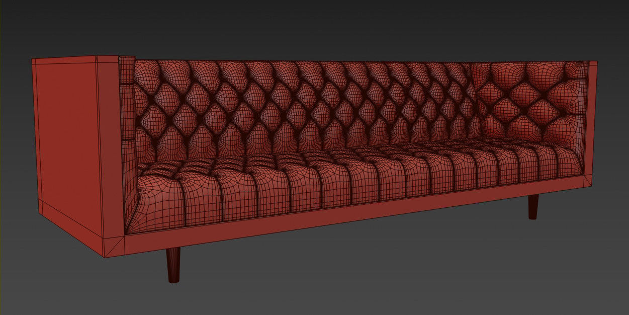 Mid Century Tufted Sofa 3D model_6
