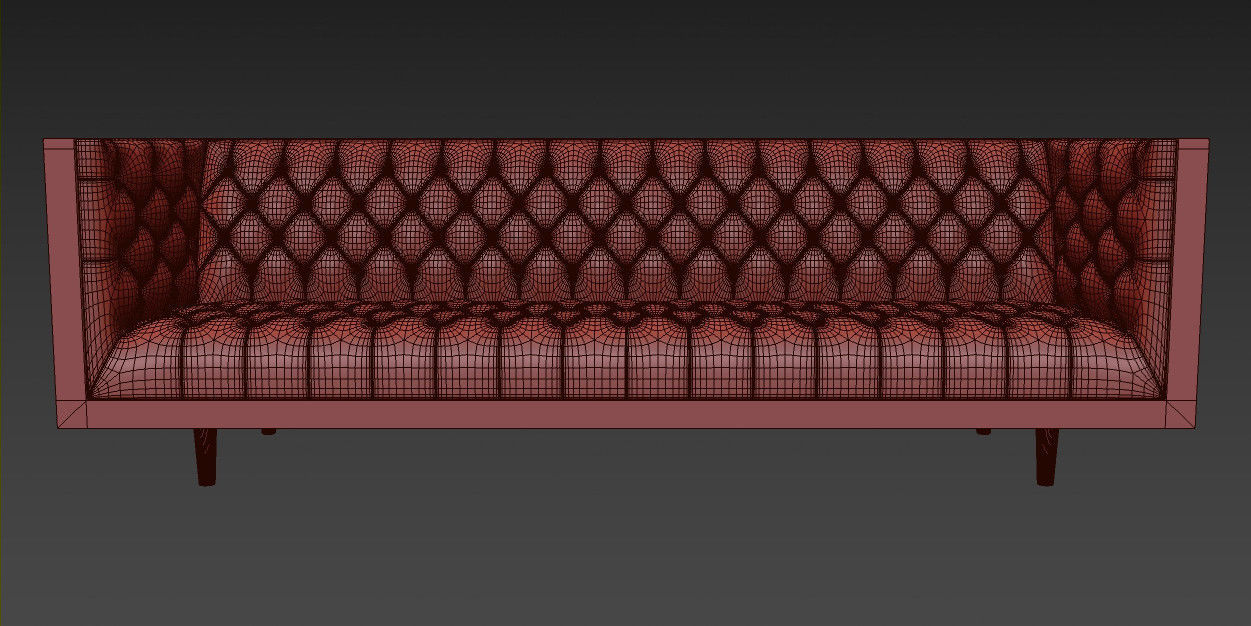 Mid Century Tufted Sofa 3D model_7