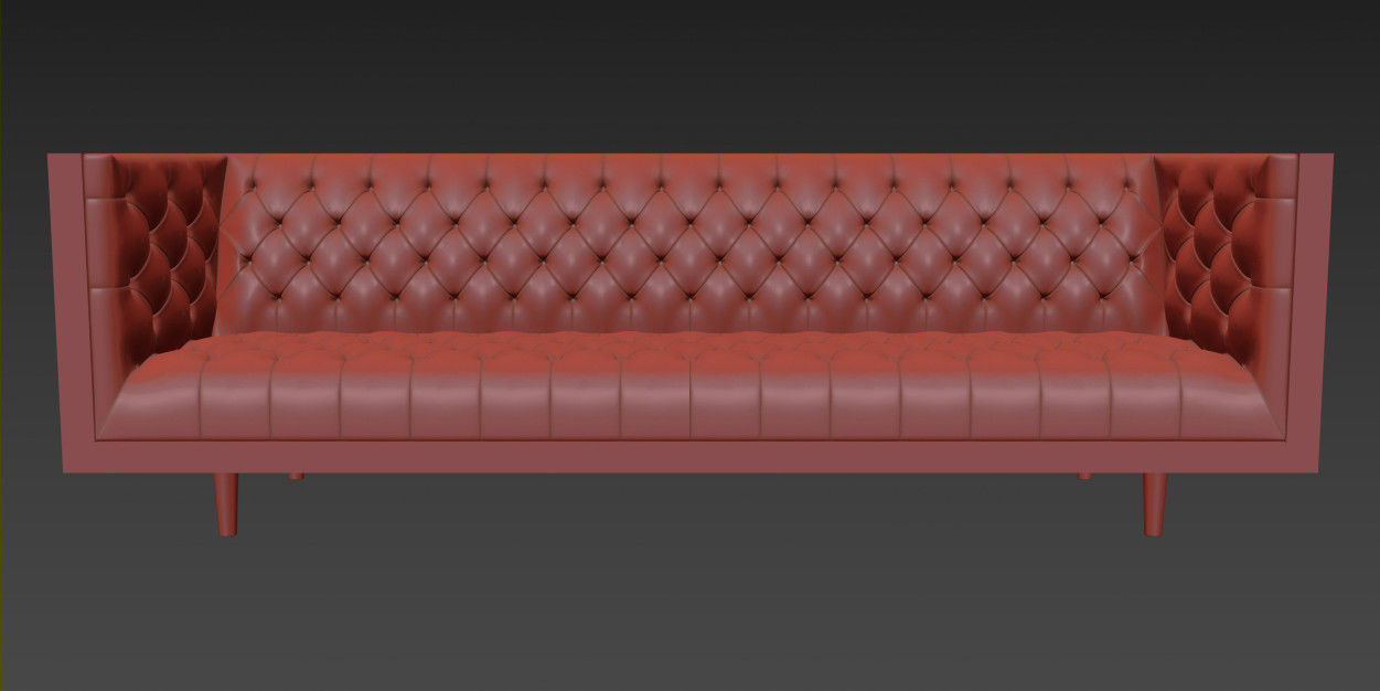 Mid Century Tufted Sofa 3D model_5