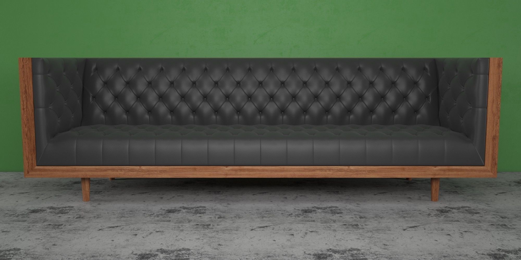 Mid Century Tufted Sofa 3D model_1