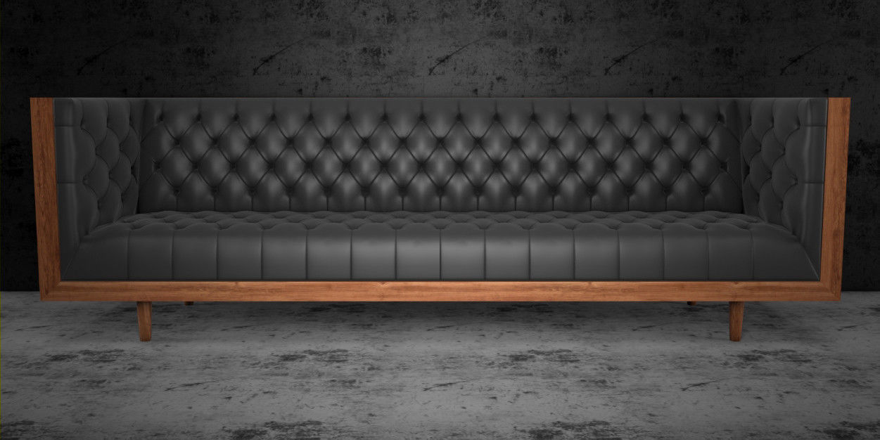 Mid Century Tufted Sofa 3D model_3