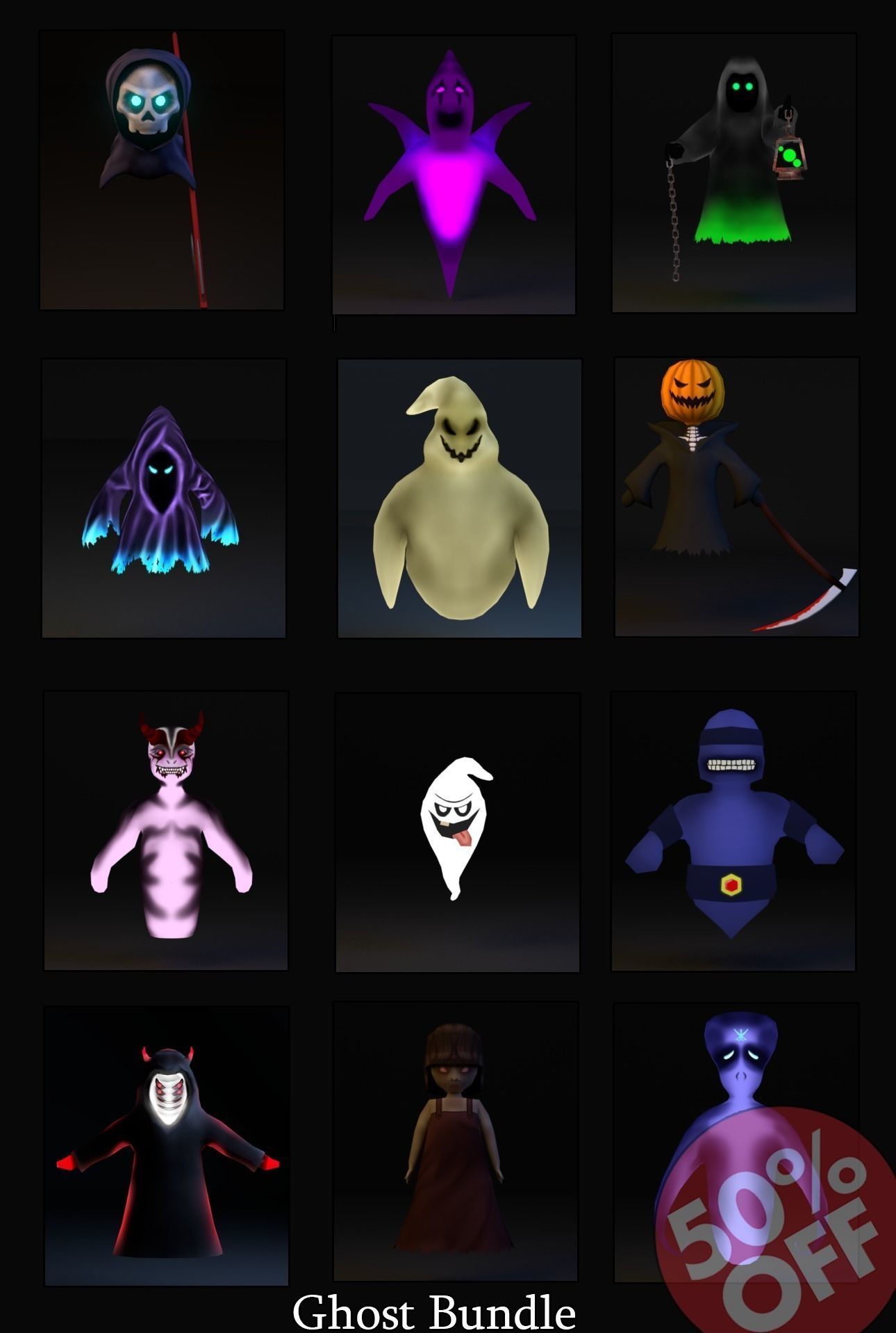Ghost Pack Low-poly 3D model_0