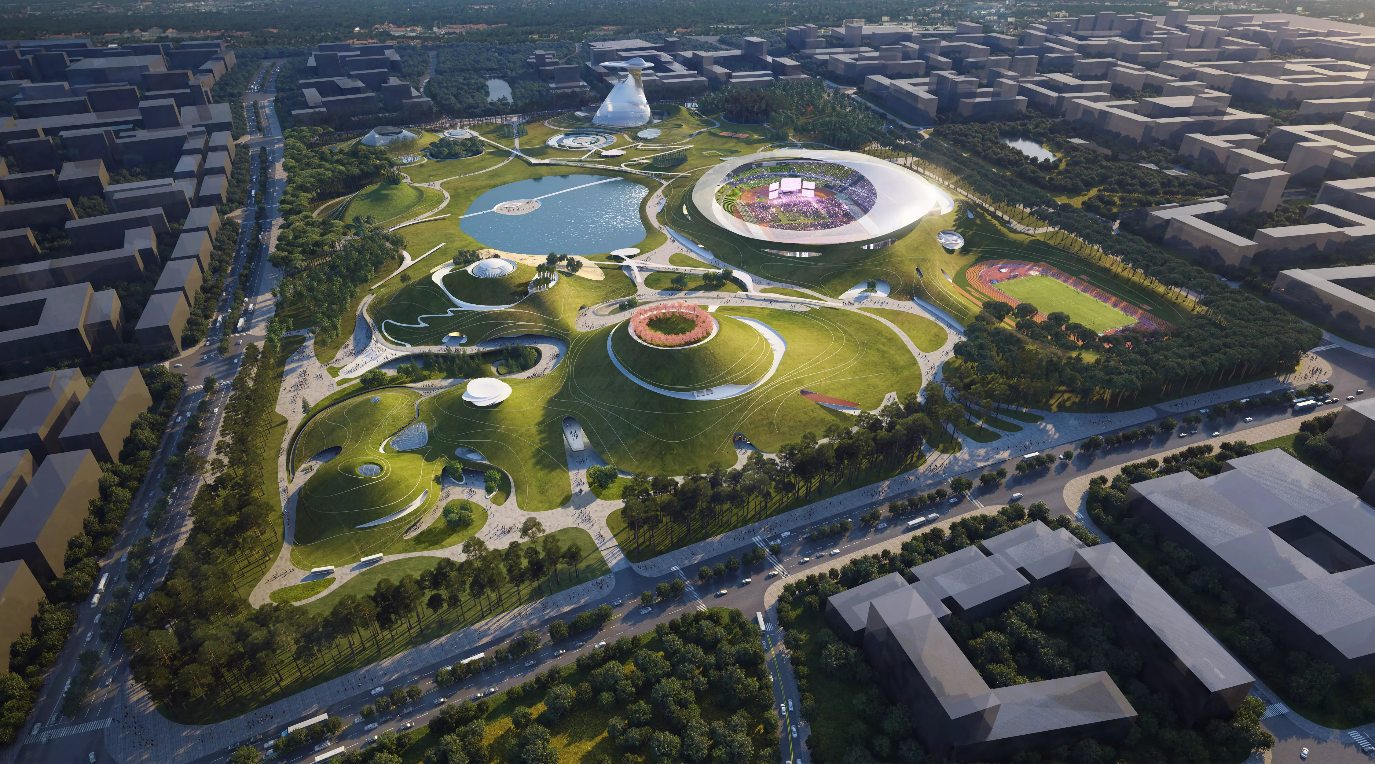 Futuristic Landform Park Masterplan 3D model