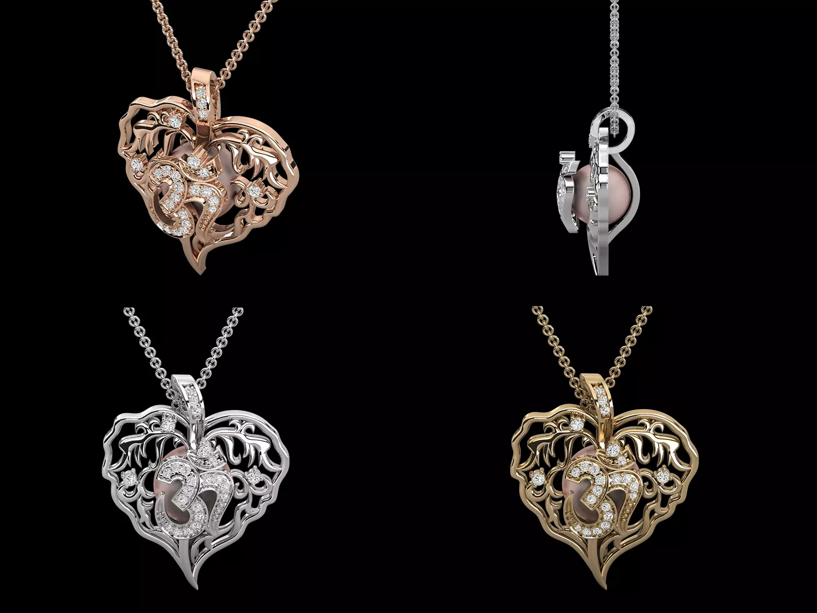 Luxury Heart Shape Diamond Pendant CAD Design STL 3DM 3D print model