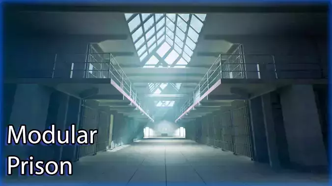 Modular Prison Low-poly 3D model