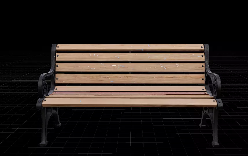 Street Bench Wooden 3D Model Low-poly 3D model