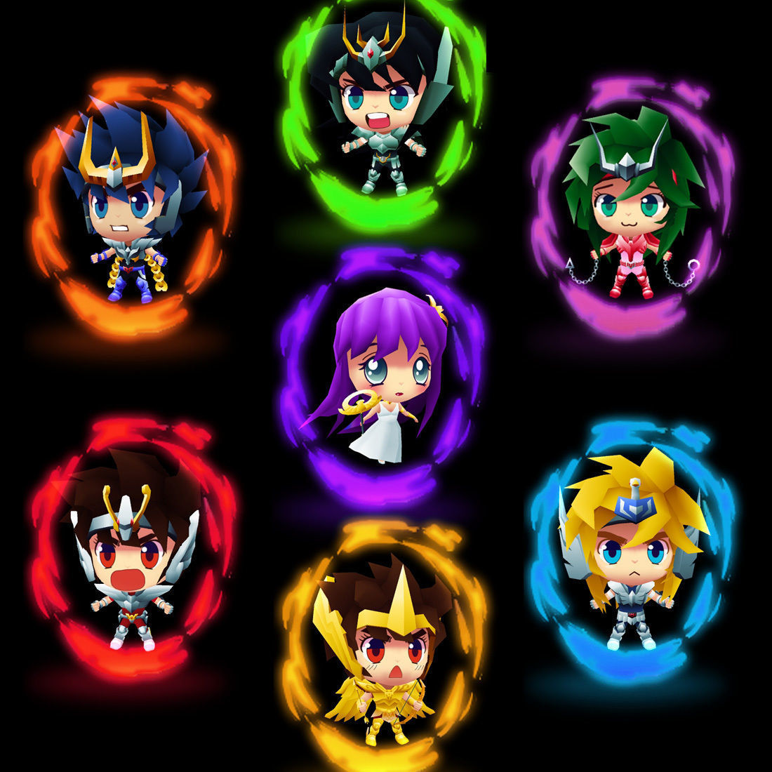 Bronze Saints and Athena Low-poly 3D model_1