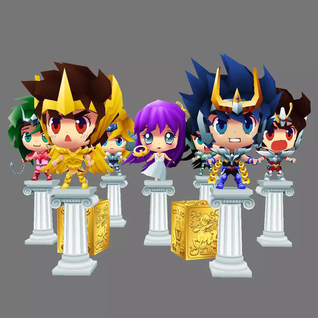 Bronze Saints and Athena Low-poly 3D model_0