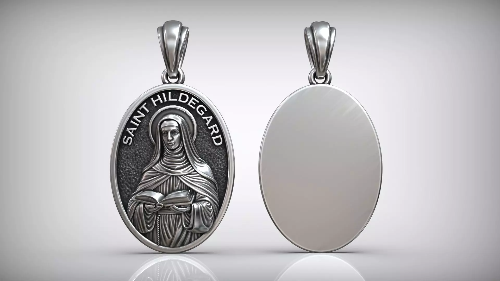 Saint Hildegard of Bingen Christian Wisdom Medallion 3D print model