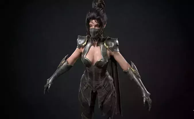 Professional Female Assassin Base Mesh High Poly UV Mapped