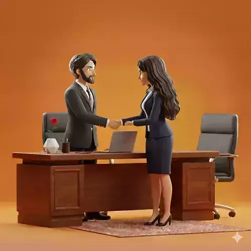 Two Businessmen Handshake Professional 3D