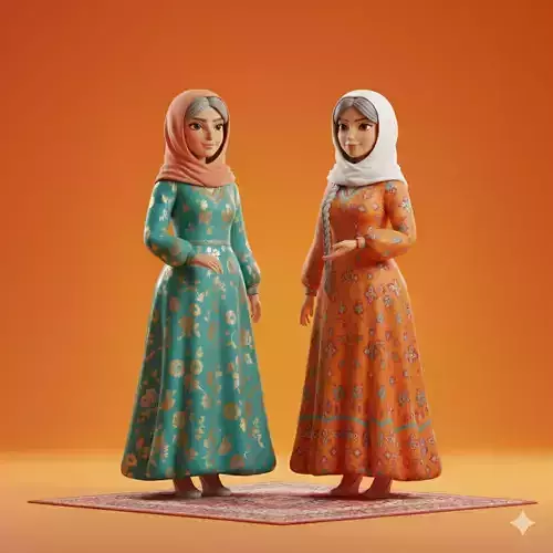 Persian Women Cultural Traditional Dress 3D
