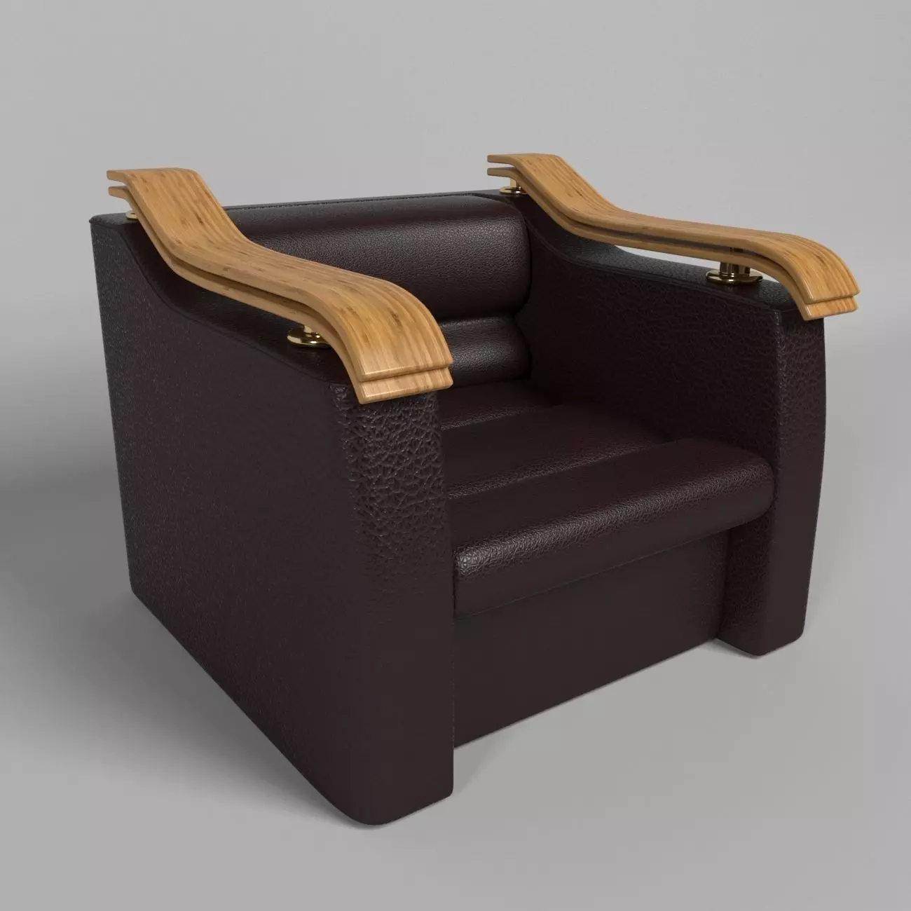 ARMCHAIR leather chair with wooden handles 3D model_0