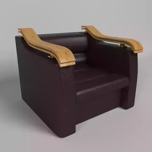 ARMCHAIR leather chair with wooden handles