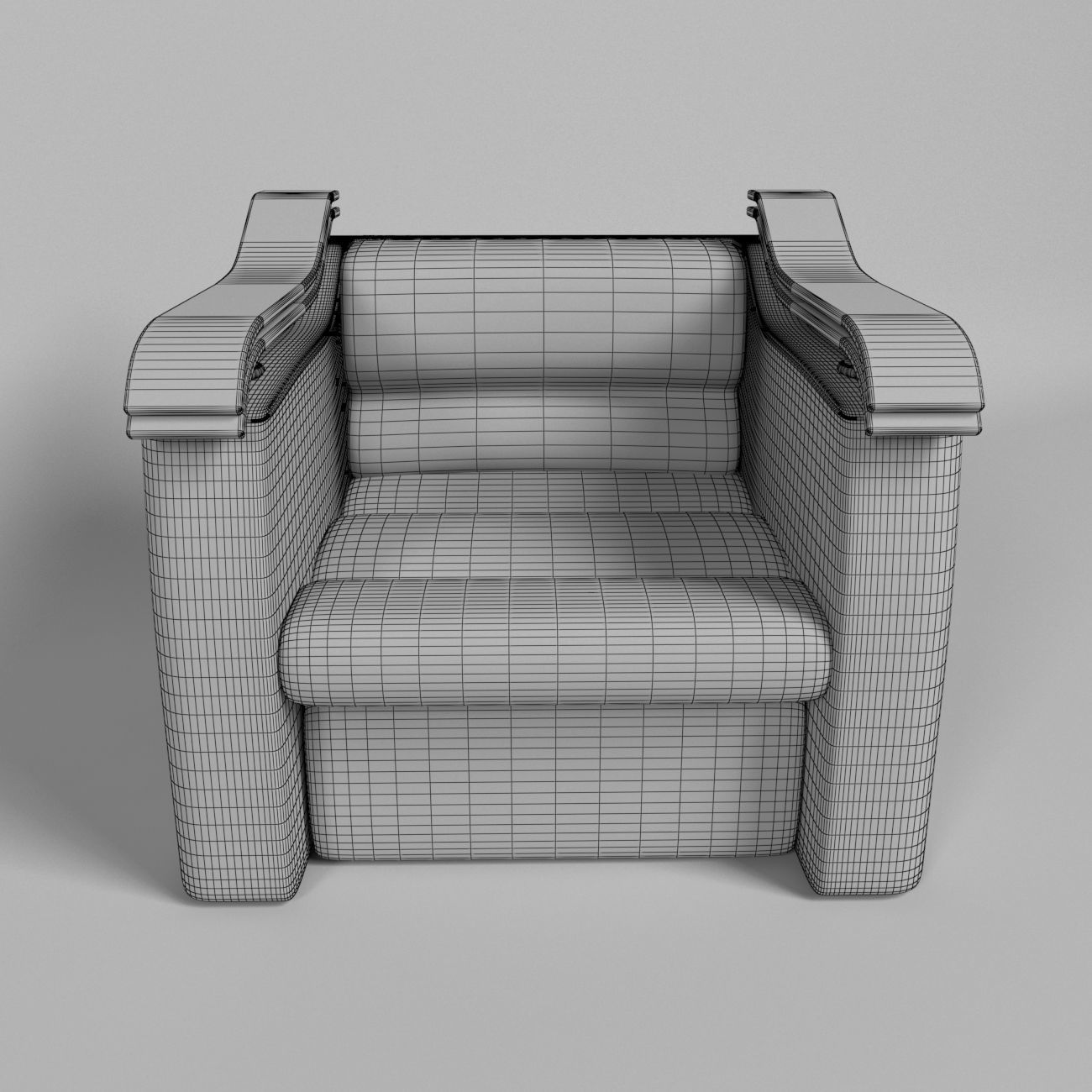 ARMCHAIR leather chair with wooden handles 3D model_4
