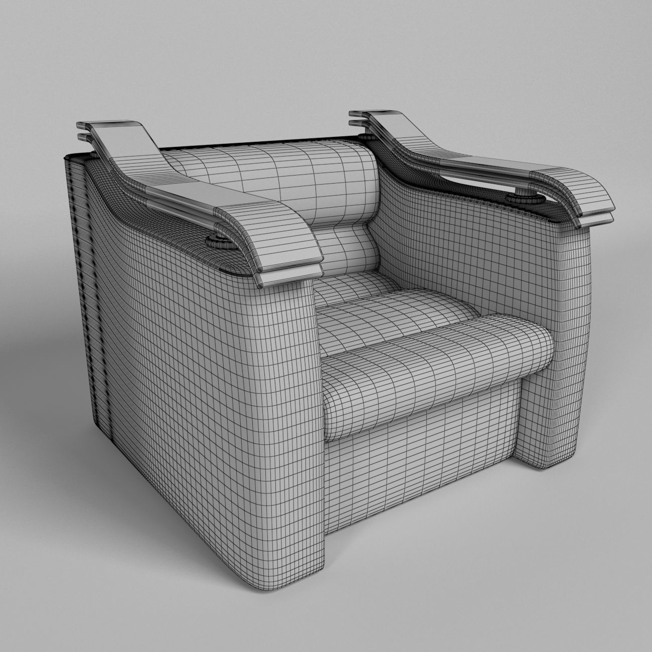 ARMCHAIR leather chair with wooden handles 3D model_1