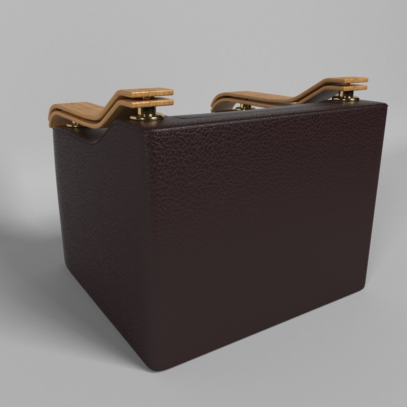 ARMCHAIR leather chair with wooden handles 3D model_5
