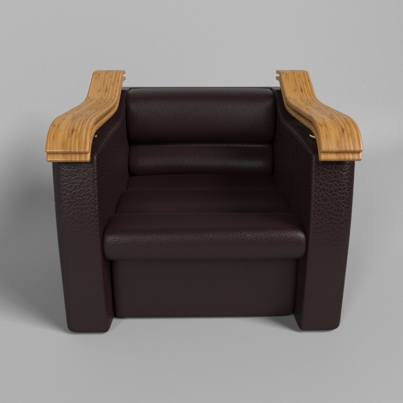 ARMCHAIR leather chair with wooden handles 3D model_3