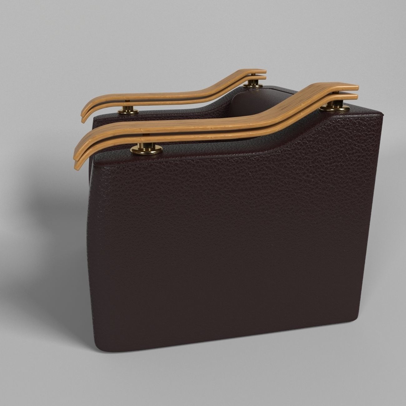 ARMCHAIR leather chair with wooden handles 3D model_2