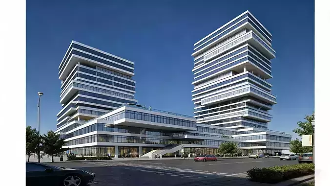 high-rise office building 3D model