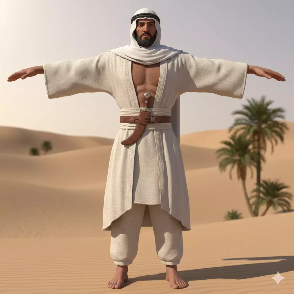 Arab Warrior Fully Rigged High-Low Poly Low-poly 3D model