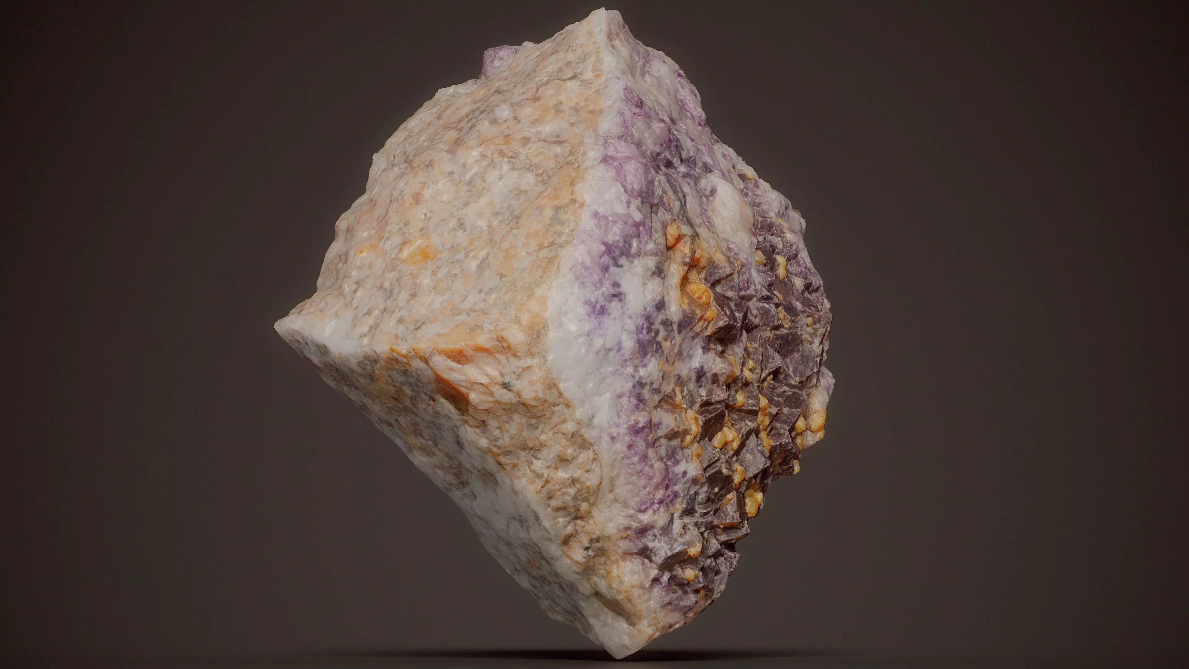 Fluorite With Sphalerite Purple Crystal 01 Low-poly 3D model