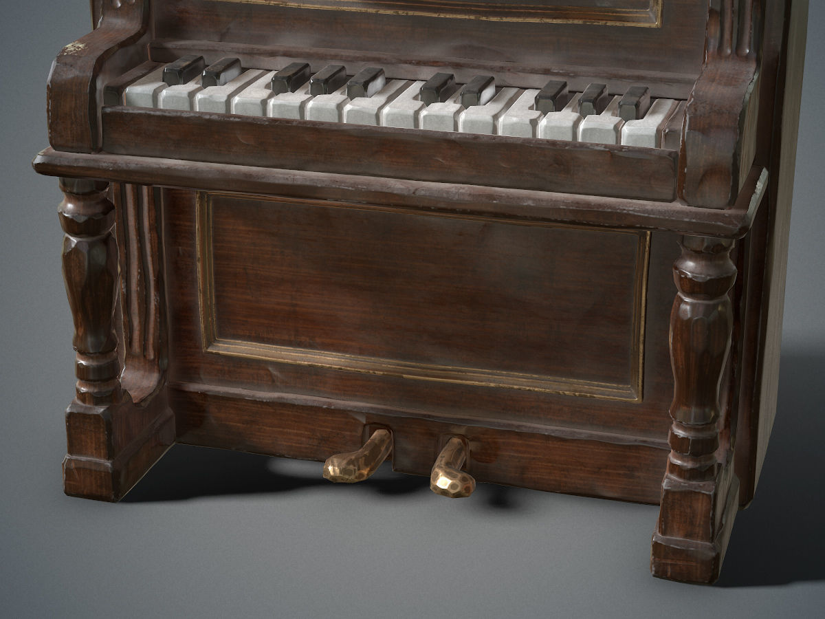 Dusty piano Low-poly 3D model_9
