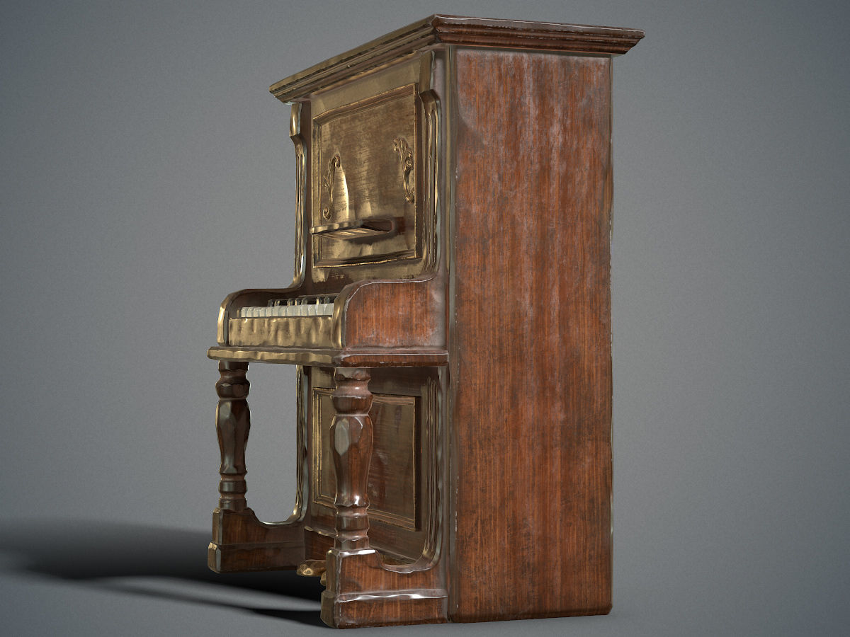 Dusty piano Low-poly 3D model_6