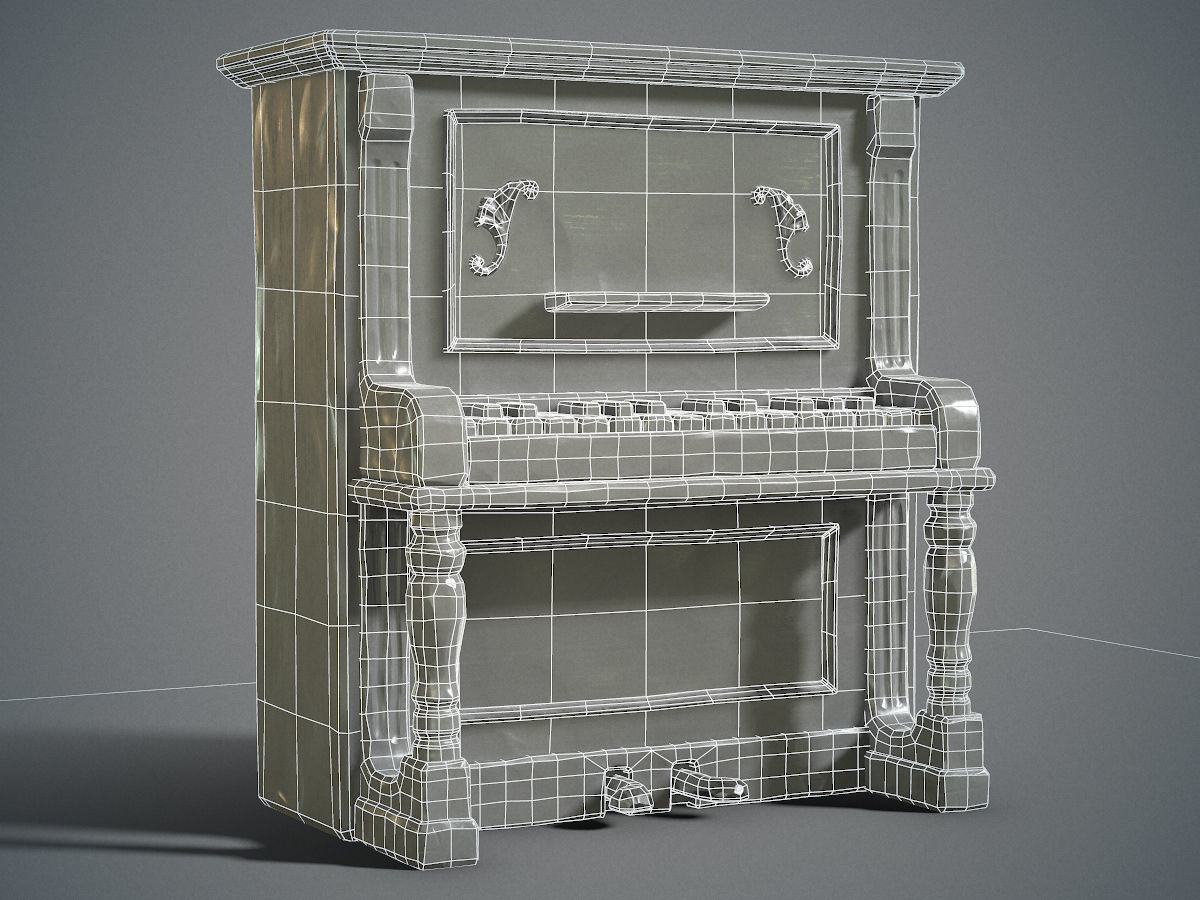Dusty piano Low-poly 3D model_2