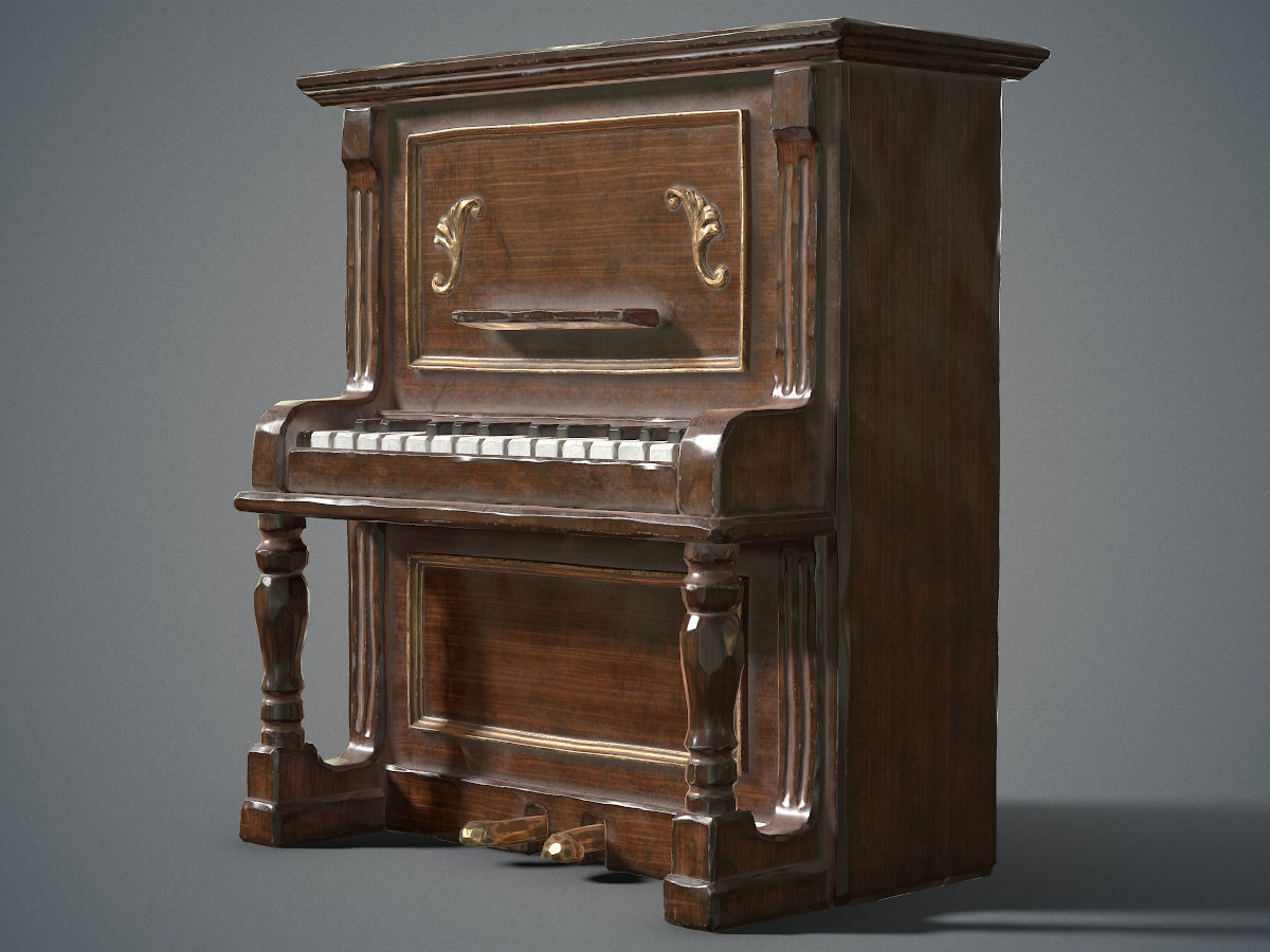 Dusty piano Low-poly 3D model_3