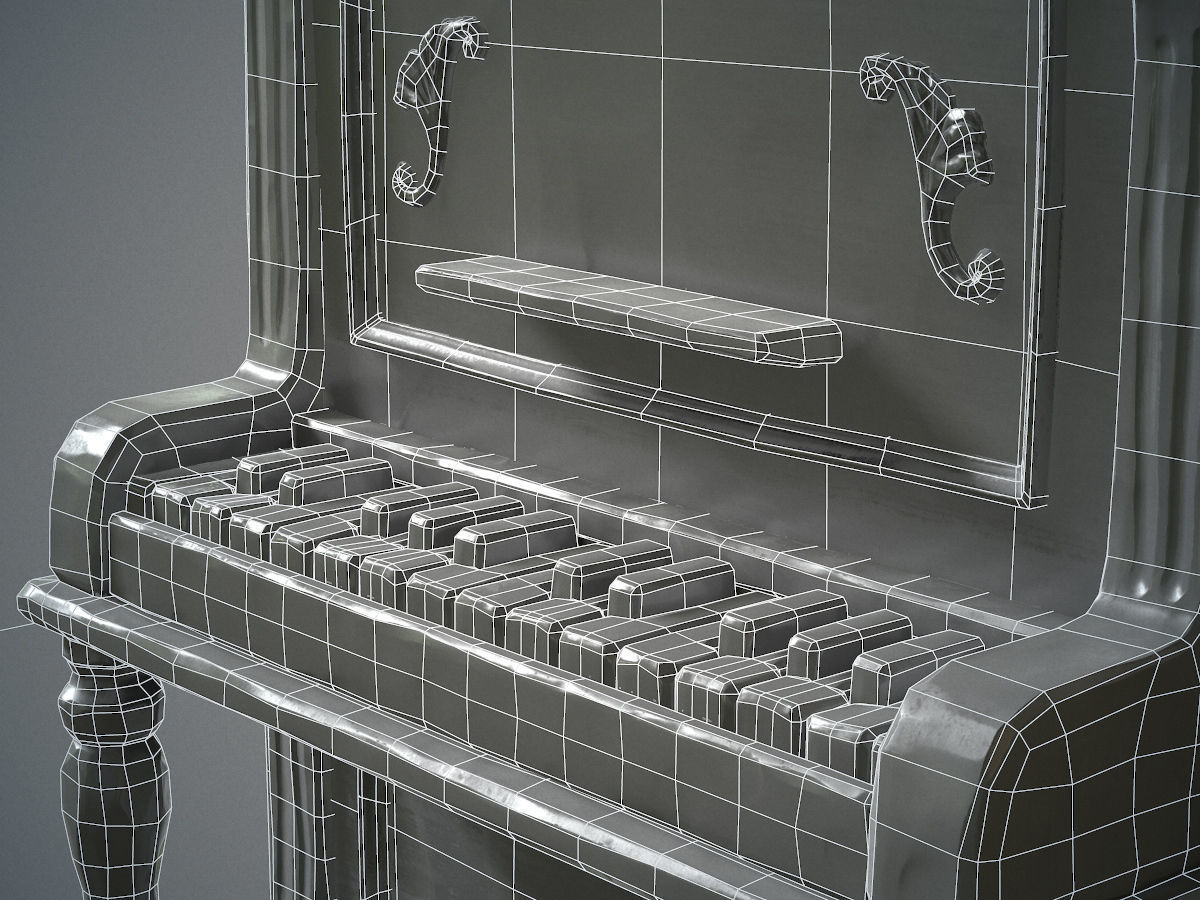 Dusty piano Low-poly 3D model_14