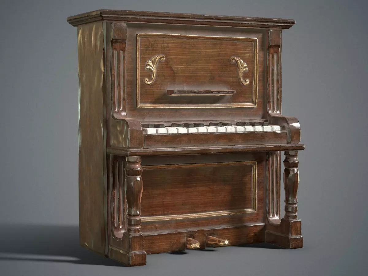 Dusty piano Low-poly 3D model_0