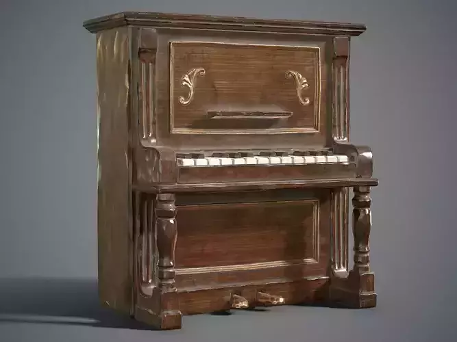 Dusty piano Low-poly 3D model